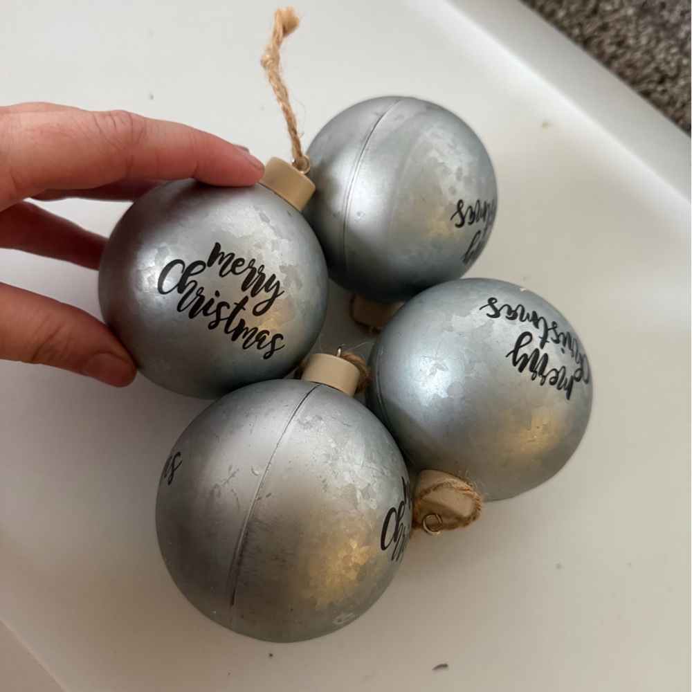 Silver Christmas Ornaments Set